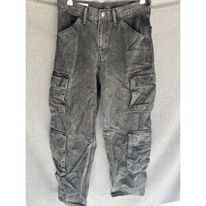 GAP Men's Baggy Cargo Jeans 29x30 Black Washed Faded‎ Denim Double Pockets
